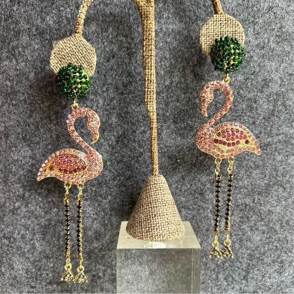 Flaming Earrings. Statement Sparkly Dangle Earrings - 4.5” Post Back - Picture 2 of 9